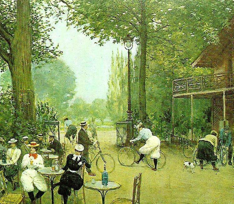 Jean Beraud the cycle hut in the bois de boulogne, c. Spain oil painting art